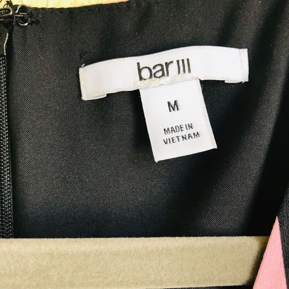 NWT BAR III Women Pink/Black V Neck Fit and Flare Stripe Dress Medium - Picture 5 of 8